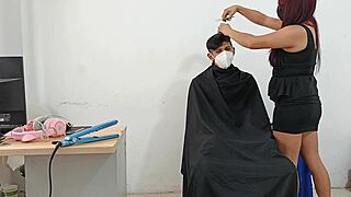 hairdresser gets frisky with clients, dominating cute canadian student next door. it's a wild homemade session with that big ass.