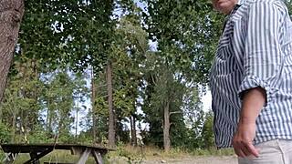 chris enjoys outdoor solo time in european homemade setting