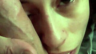 Casual cuddle moments with petite Candie Cross in fishnets.