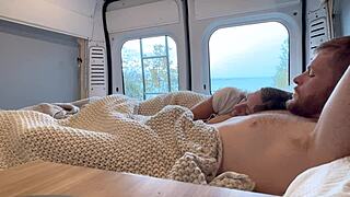 Hot big-tittied babe intensely fucks boyfriend in van after molly pills from horny hiking