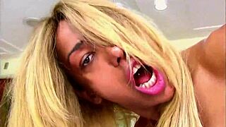 shemale gets really horny during masturbation and cums hard