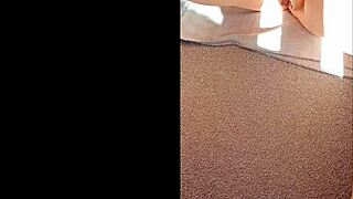 Mature woman shows wet huge pussy lips close up