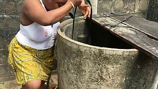 Dirty bitch rides big black cock in anal ass worship outside