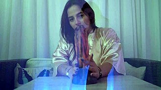 sexy nataly fantasizes while playing with a huge dildo