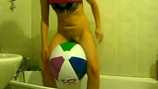 Sophie Goes Wild Masturbating with Balloons in the Living Room and Bathroom.