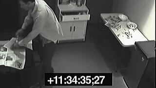 blonde in heels at work with lunch mishap