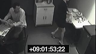 blonde in heels at work with lunch mishap