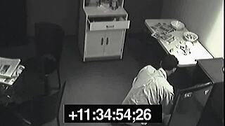 blonde in heels at work with lunch mishap