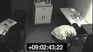 blonde in heels at work with lunch mishap