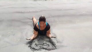 Chubby Latina Teen with Huge Ass Flaunts on Beach