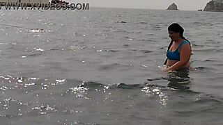 Chubby Latina Teen with Huge Ass Flaunts on Beach