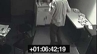 blonde in heels at work with lunch mishap