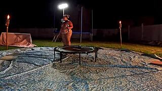 Wild Outdoor Sex with Toy Fun and Naked Friend