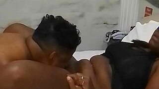 She moans, Fuck my big ebony pussy harder! while sucking that big black cock and getting assfucked