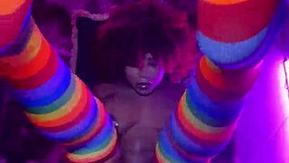 Horny stepsister goes to bed without panties, showing her big tits and ass