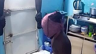 bent over big pussy fucked in kitchen wet and sexy