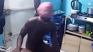 bent over big pussy fucked in kitchen wet and sexy