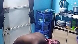 bent over big pussy fucked in kitchen wet and sexy