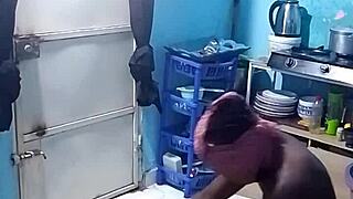 bent over big pussy fucked in kitchen wet and sexy