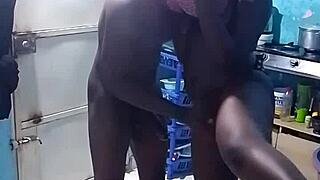 bent over big pussy fucked in kitchen wet and sexy