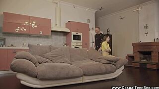 casual teen 18+ perky pussy licked and doggystyle fucked by neighbor 😏