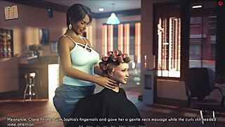 A wife and stepmother play a game together in the living room