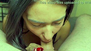 Big Tits Brazilian Sucks Monster Cock with Deepthroat