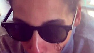 Step-Sister Teases with Blowjob, Gets Facial While Boyfriend Watches