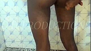 skinny teen 18+ slut takes hard doggy pounding in steamy shower scene.