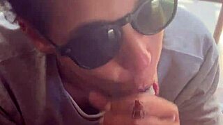 Step-Sister Teases with Blowjob, Gets Facial While Boyfriend Watches