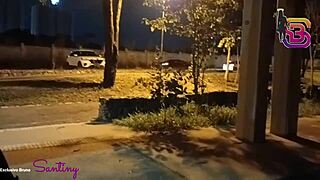 Hot prostitute sucking huge black cock in public, giving blowjob to monster cock