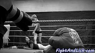 Petite Euro Wrestles Busty Lesbian in Catfight