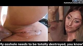 She squirts from rough anal pounding, then he creampies her asshole with dirty talk.