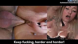 She squirts from rough anal pounding, then he creampies her asshole with dirty talk.