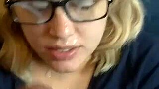Just a Facial on Cute Wife with Cum on Glasses