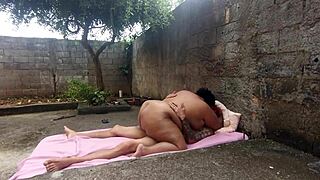 man, my hot married chubby wife usin’ the backyard... damn