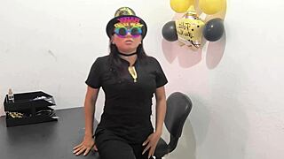 The hot office worker slips in an anal plug to tease her horny buttocks at work