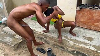 Huge dick stands hard outdoors, begging for attention