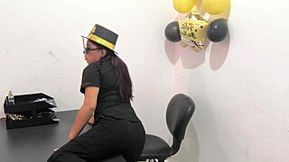 The hot office worker slips in an anal plug to tease her horny buttocks at work