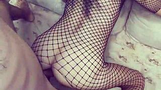 Amateur couple films at home in lingerie