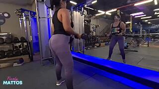 i'm working out wet without panties to tease my trainer, then masturbate at home