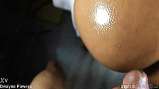 Ebony bends over for POV doggystyle, perfect ass oiled!