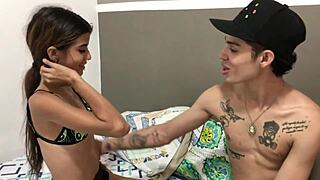 Hot Kisses and Tit Licking for Tiny Colombian Girl