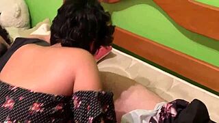 fudendo a lesbian with raw intensity, her moans filling the room