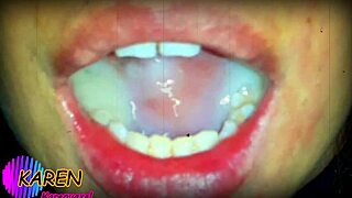 I watched Karen play with huge cum in her mouth in slow motion