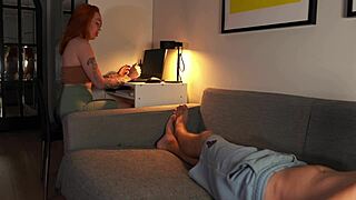 Nerdy Brunette Sucks Cock Hard