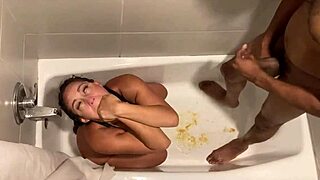 carmela clutch intensely gagging on massive black cock in shower