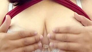 Feeling Excited As She Undresses, Ripping Clothes To Show Huge Boobs To Fans