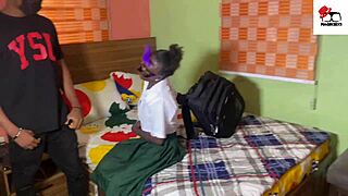 Horny students explore after school in the classroom