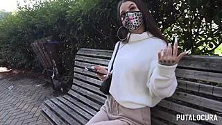 Beautiful Latina MILF Roma Amor bent over swallows small cock after kissing